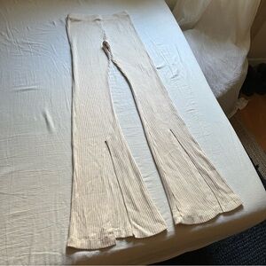 La Semaine ivory rib knit flare boot cut pants